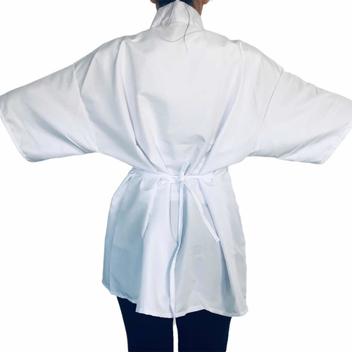 Imagen 2 de 3 de Bata /chaqueta Peluqueria/ Spa De Microfibra Y Bolsillo