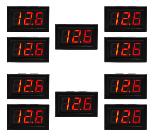 Kit 10 Voltimetros Dc 4.5 30vcc Corriente Continua Rojo
