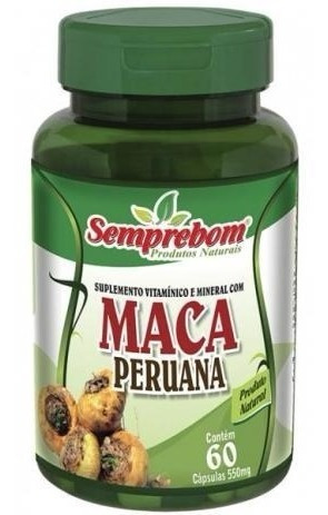 Maca Peruana 60 Cápsulas 550mg Pura Original Sempre Bom