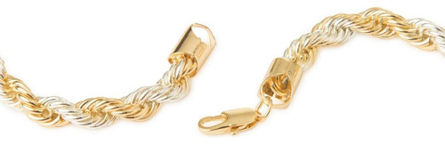 Cadena Collar Torsal Bitono 8mm Unisex 60cm Chapa De Oro 18k Color Dorado