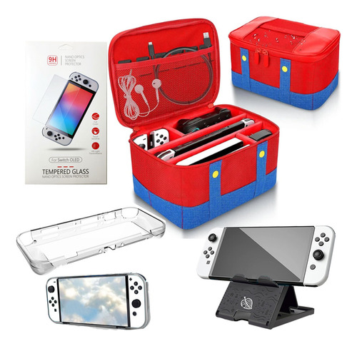 Kit Bolsa Nintendo Switch Oled + Película + Capa + Suporte