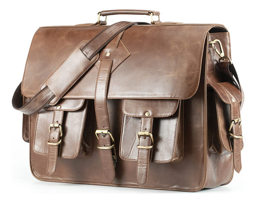 _ Hecho Mano Mundo Rustico Clasico Piel Messenger Bag Laptop