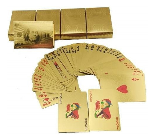  2 Baralho Folheado Poker Truco Cartas Jogo Do Dourado