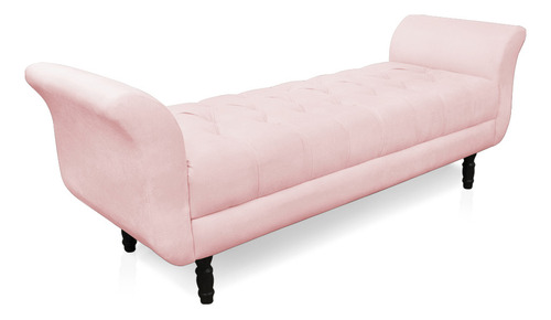 Recamier Olinda Suede 160 Cm Pés Torneados Tabaco Cor Rosa Bebê