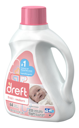 Dreft Detergente Concentrado Para Bebe 64ld 2,9lts
