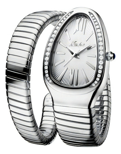 Relojes Missfox 2686a con forma de diamante, color de fondo plateado