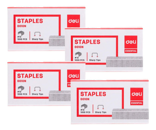 Combo X4 Grapas Deli Num 10 Staples 1000pcs E0010 