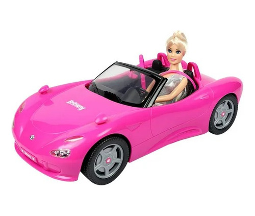 Auto Convertible Barbie Marca Brittany Con Muñeca Color Rosa Chicle