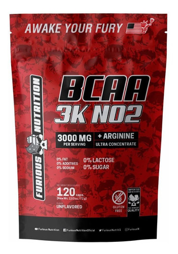 Bcaa 3000mg + Arginina 120 Cápsulas - Furious Nutrition