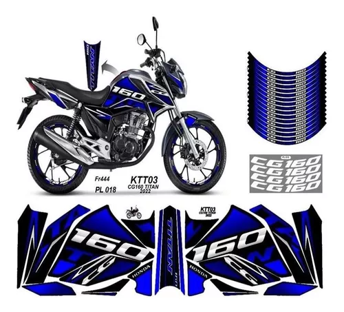 Adesivos Filete Moto Roda Honda Fan 160 2018/ Azul Refletivo