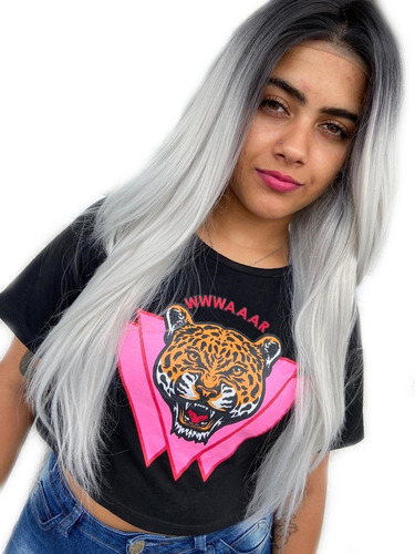 Peruca Frontlace Natural Orgânica Repartição Livre+touca Wig
