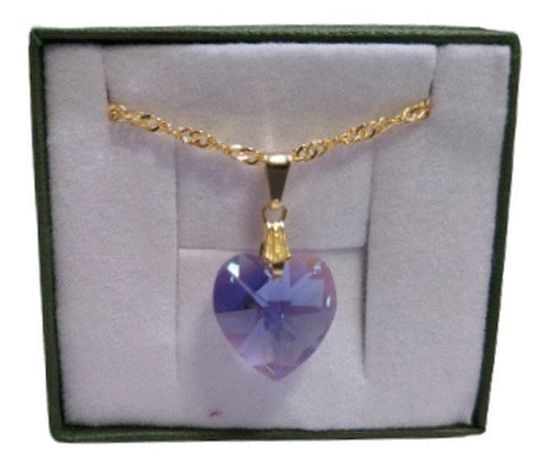 Colar Cristal Swarovski Tanzanite Ab 1,4cm Folheado A Ouro