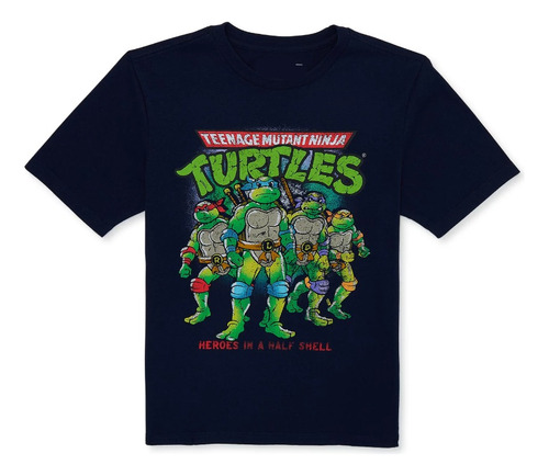 Polera Infantil Unisex Tortugas Ninjas 80s Estampado Algodon