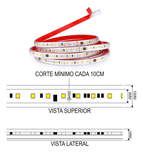 Cinta Led 220v New Gen 3000k Luz Cálida Corte 10cm 100mt