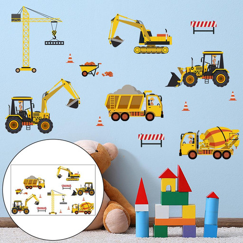 2x Cartón Vehículo Niños Tatuajes Coches De Construcción