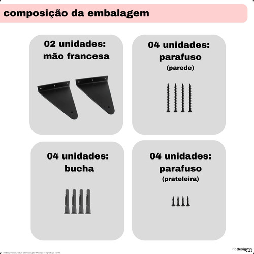 20cm - Mão Francesa Cantoneira Preta Reforçada - Rio Design99 - Ferro Aço Suporte Para Prateleira Resistente Industrial Prateleira Madeira Bancada Estante Triangular S47