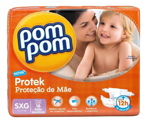 Kit 5 Fraldas Descartáveis Pompom - Sxg 16 Cada