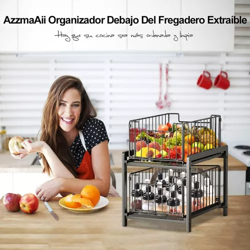 Comprar Cesta de almacenamiento extraíble para suministros de cocina debajo  del fregadero para ahorrar espacio y organizar el gabinete para almacenar  suministros de cocina.