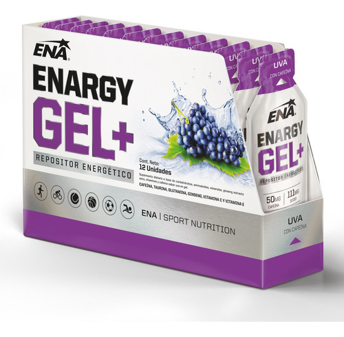 Enargy Gel + Cafeina Ena Caja X 12 Un. Repositor Energetico Sabor Uva