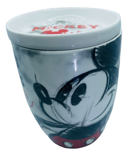 Taza De Cerámica Con Tapa Galletero Mickey Mouse Original