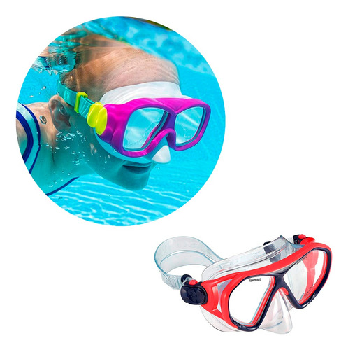 Mascara De Buceo Para Niños Ajuste Facil Rojo/purpura