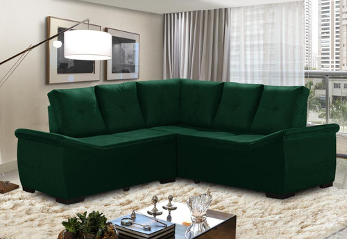 Sofá de Canto 5 Lugares Suede Japão Verde Sofá Casa