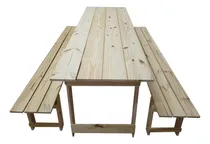 Comprar Combo Quincho Mesa + 2 Bancos Plegables 2.00 Mt Pino Macizo