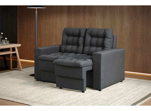 Sofá 2 Lugares Retrátil Lubeck Plush Suede Grafite 140 Cm