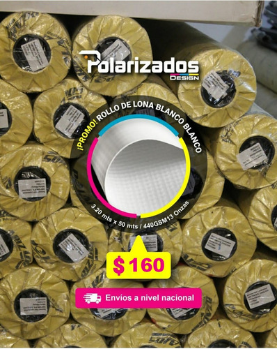 Lona Brillante 13oz Blanco-blanco 440g (3,20x50mt) Rollo