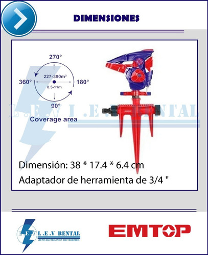 Regador Automático Encastre 3/4 360º Emtop Lev Rental