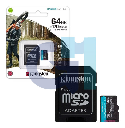 Micro Sd 64gb Kingston Canvas Go! Plus Sdcg3 170mb/s Negro