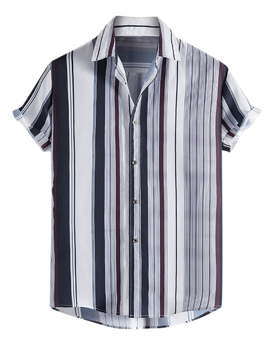 Camisa De Manga Con Botones Para Hombre, Blusa Casual De Pla