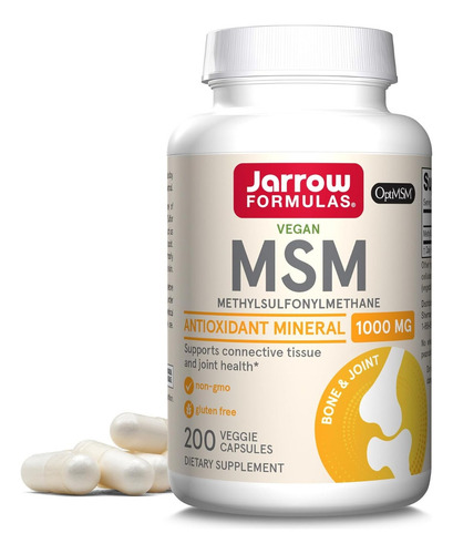 Msm Metilsulfonilmetano 1000 Mg Jarrow Formulas 200 Cápsulas