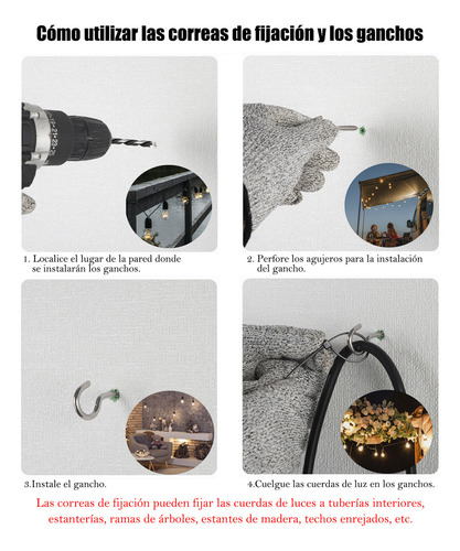 Led Guirnalda De Luces 12+2 Focos Exterior Impermeable 7.5m Luces Blanco