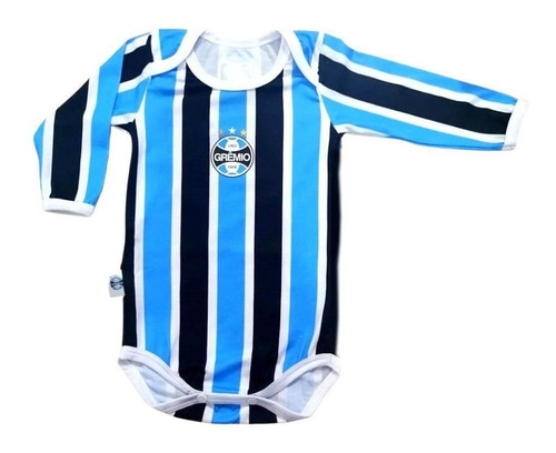Body Bebê Grêmio Campo Listrado Manga Longa Oficial