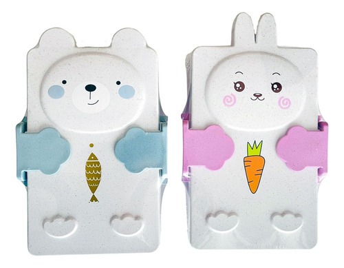 Vianda Infantil Lunchera Hermética Con Cubiertos Chufi Bebés Blanco Y Rosa Conejo