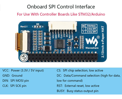 Pantalla E-ink De 2,13 Pulgadas Hat Para Raspberry Pi