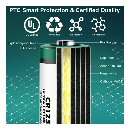 Pilas De Litio Rapthor Cr123a 1650 Mah De Alta Potencia Ul 3