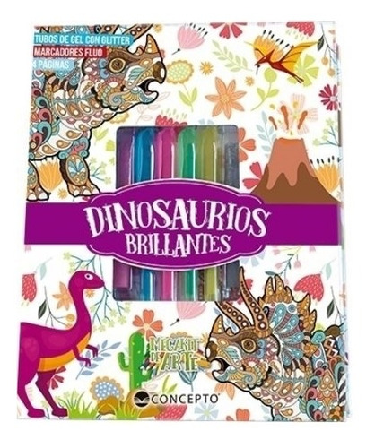 Dinosaurios Brillantes - Megakit De Arte - Con Marcadores