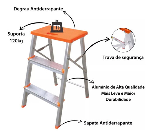 Escada de alumínio tesoura Botafogo Lar & Lazer ESC0071