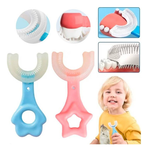 Pack 3 Cepillos 360° En U De Silicona Para Niños Niñas Bebés