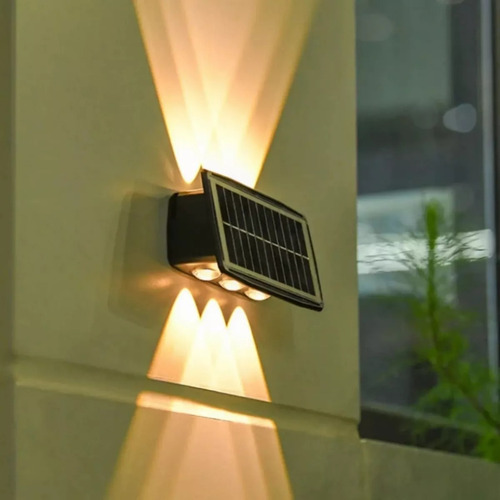 Lampara Led Solar Color Cálido De Pared Con 6 Ojos Automatic