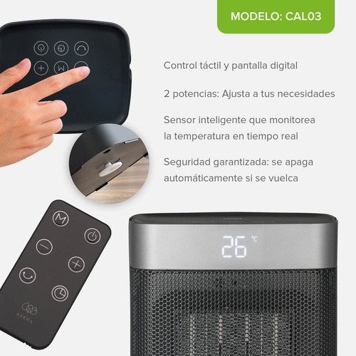 Calefactor Eléctrico De Aire Portátil Con Control Remoto