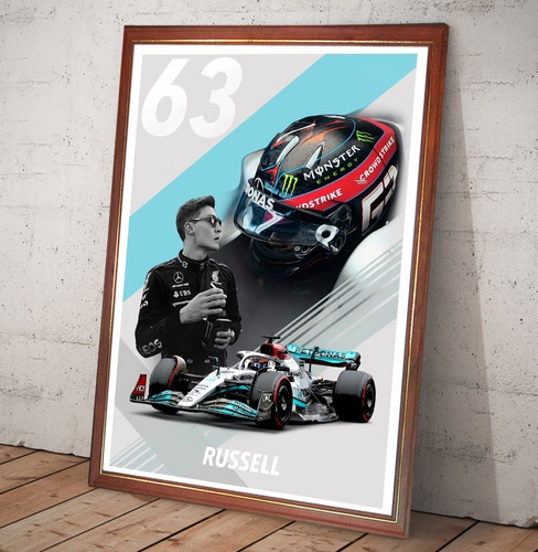 Cuadro Decorativo Poster George Russell Mercedes F1 Fórmula