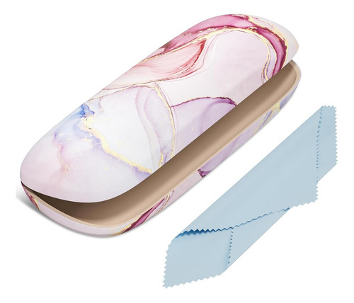 Estuche Para Gafas Concha Dura Mármol Rosa Unisex