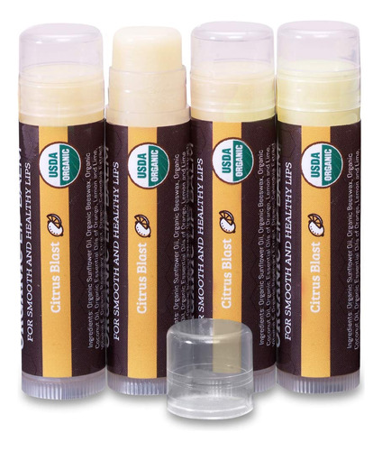 Earth's Daughter - Balsamo Labial Organico Usda Paquete De 4