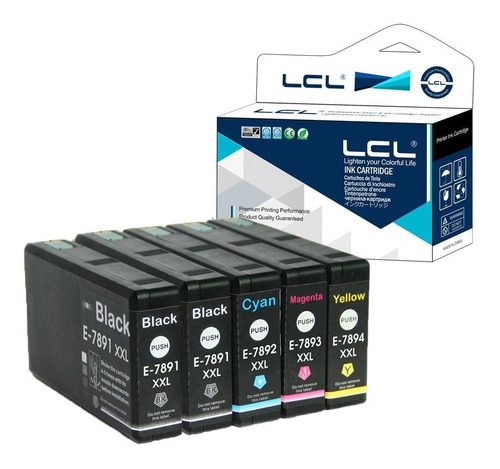 5 Cartuchos Lcl, Compatible C/epson Workforce Pro Wf-4630dwf