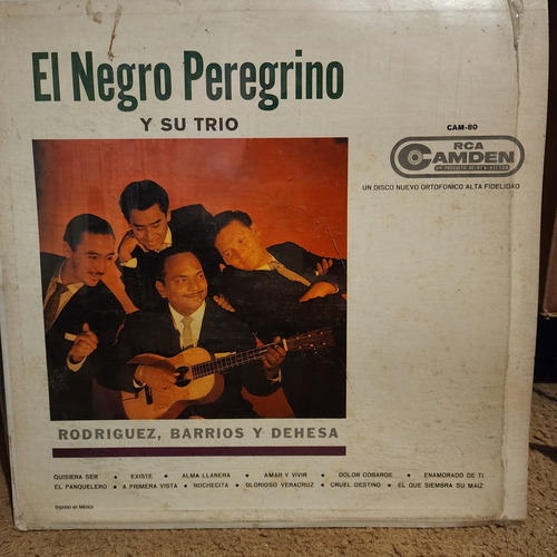 Disco Lp Negro Peregrino Y Su Trio-rodriguez Barrios Dehesa