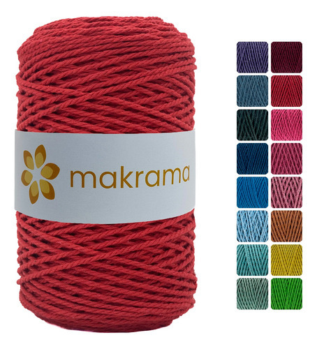 Cuerda Cordón De Algodón Para Macramé 2mm 500g Colores Color Rojo Cereza