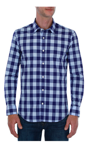 Camisa Casual Scappino Slub A Cuadros Slim Fit 4159